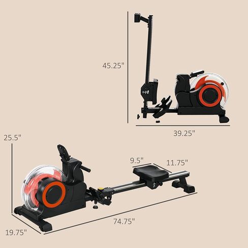 Soozier Water Rowing Machine for Home, Foldable Rower Machine with Adjustable Resistance, Wheels, LCD Monitor and Tablet Holder, 264lbs Weight Capacity in Kuwait