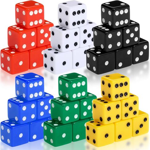 36 Piece 19mm Casino Theme Party Dice Sets Acrylic Large D6 Dice Bulk Red, Black, White Opaque Dice for Casino Theme Party Board Games Birthday Party Supply in Saudi Arabia