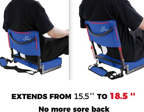 Stadium Seat with Back Support and Thick Memory Foam Cushion 18.5 Inches High Back Bleacher Chair with Back and Cushion Bleacher Seat Extended Back with Shoulder Strap and Cup Holder in Kuwait