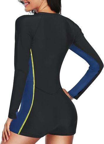 Daci بدلة سباحة نسائية طويلة الأكمام من Rash Guard قطعة واحدة Boyleg بسحاب لركوب الأمواج، بدلة استحمام UPF 50+ in Kuwait