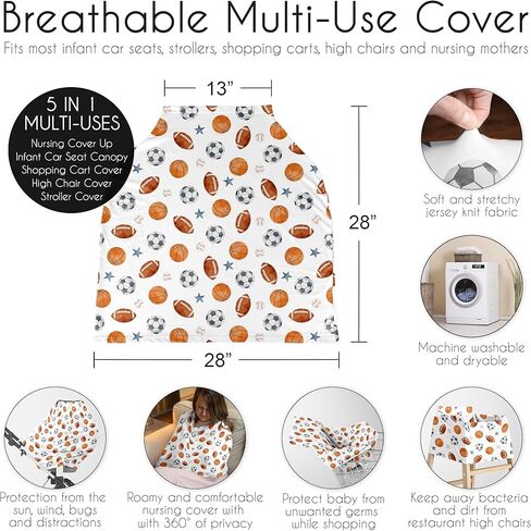 Sweet Jojo Designs Red and Blue Construction Truck Boy Infant Baby Car Seat Cover Nursing Breastfeeding Shopping Cart Stroller Canopy - Grey Yellow Orange Brown Black and White Transportation in Kuwait