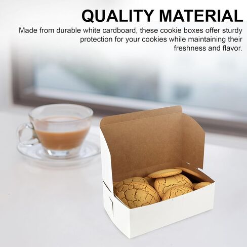 MT Products White Cookie Boxes - Size of 10" x 6" x 3.5" - (15 Pieces) Bakery Boxes No-Window - Lock Corner to Keep Muffins, Donuts, and Cookies - Made in the USA in Saudi Arabia