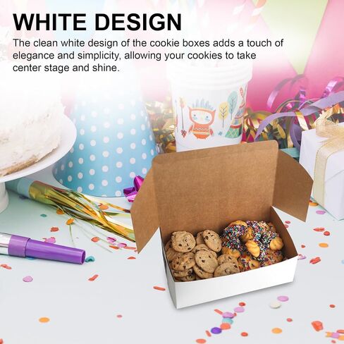 MT Products White Cookie Boxes - Size of 10" x 6" x 3.5" - (15 Pieces) Bakery Boxes No-Window - Lock Corner to Keep Muffins, Donuts, and Cookies - Made in the USA in Saudi Arabia