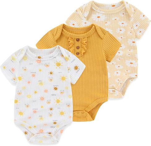 Newborn Baby Ribbed Bodysuit Cotton Baby Boy Girl Clothes 0-12 Months in Saudi Arabia