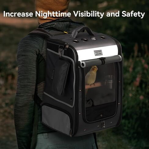 Petsfit Bird Carrier with Anti-Pecking Band,Bird Backpack Carrier with 2 Level Height to Adjust Standing Perch and Shade Cover Blue in Saudi Arabia