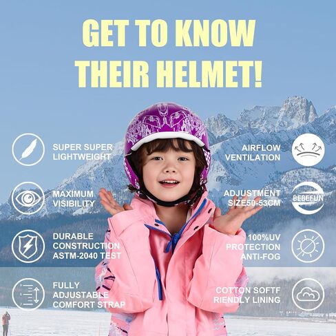 Toddler and Kids Ski Helmet Snowboard Helmet with Googles Combo Pack Sled Helmet Lightweight Small Size Suggest Age 2-6 Years ASTM Certified in Kuwait
