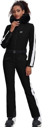 GS SNOWING Women's Ski Suit One Piece Snowsuits Insulated Waterproof Windproof Slim Winter Outdoor Onesies Ski Outfits Jumpsuits Purple XXS in Kuwait