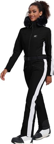 GS SNOWING Women's Ski Suit One Piece Snowsuits Insulated Waterproof Windproof Slim Winter Outdoor Onesies Ski Outfits Jumpsuits Purple XXS in Kuwait