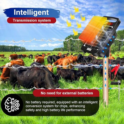 10 Miles Solar Electric Fence Charger,Output 0.18J Electric Fence Charger,24-Hour Uninterrupted Protection Solar Fence Charger,Solar Fence Energizerr That can Work for 14 Days Without Sunlight in Kuwait