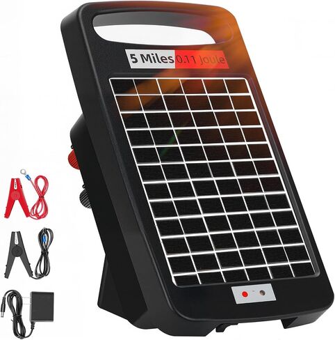 10 Miles Solar Electric Fence Charger,Output 0.18J Electric Fence Charger,24-Hour Uninterrupted Protection Solar Fence Charger,Solar Fence Energizerr That can Work for 14 Days Without Sunlight in Kuwait