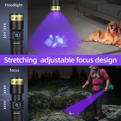 DARKBEAM UV 365nm Flashlight Black Light LED، مشاعل الأشعة فوق البنفسجية، مصباح أخشاب USB -C قوي قابل لإعادة الشحن، مقاوم للماء قابل للتركيز، كشف تسرب بول الحيوانات الأليفة والتيار المتردد، لعلاج الراتنج in Kuwait