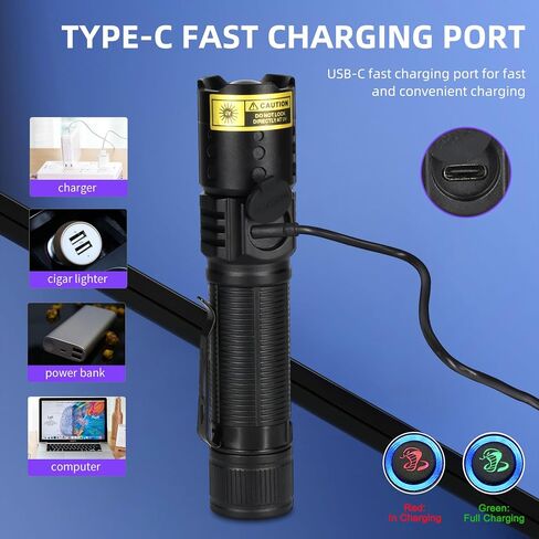 DARKBEAM UV 365nm Flashlight Black Light LED، مشاعل الأشعة فوق البنفسجية، مصباح أخشاب USB -C قوي قابل لإعادة الشحن، مقاوم للماء قابل للتركيز، كشف تسرب بول الحيوانات الأليفة والتيار المتردد، لعلاج الراتنج in Kuwait