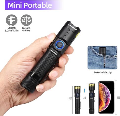 DARKBEAM UV 365nm Flashlight Black Light LED، مشاعل الأشعة فوق البنفسجية، مصباح أخشاب USB -C قوي قابل لإعادة الشحن، مقاوم للماء قابل للتركيز، كشف تسرب بول الحيوانات الأليفة والتيار المتردد، لعلاج الراتنج in Kuwait