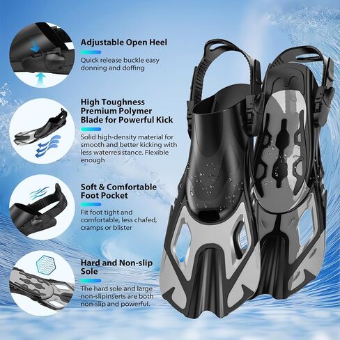 Snorkeling Gear for Adults, Mask Fin Snorkel Set, Dry Top Snorkel, Snorkeling Kit Travel Diving Package, Panoramic View Anti-Fog Anti-Leak (S/M) in Saudi Arabia