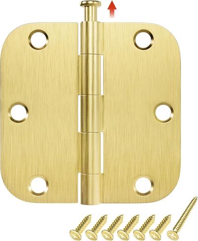 3 Pack Rounded Matte Black Door Hinges 3.5 x 3.5 inch with 5/8 Radius, Black 3 1/2 Interior Door Hinges, 3 ½"x 3 ½" Hardware in Kuwait