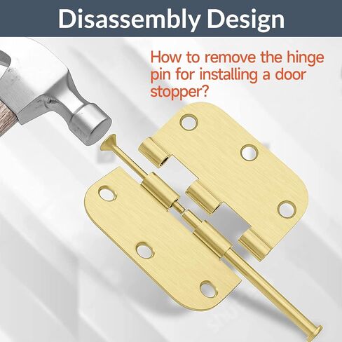 3 Pack Rounded Matte Black Door Hinges 3.5 x 3.5 inch with 5/8 Radius, Black 3 1/2 Interior Door Hinges, 3 ½"x 3 ½" Hardware in Kuwait