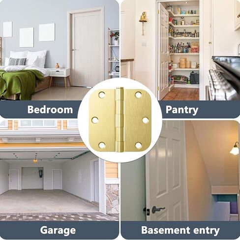 3 Pack Rounded Matte Black Door Hinges 3.5 x 3.5 inch with 5/8 Radius, Black 3 1/2 Interior Door Hinges, 3 ½"x 3 ½" Hardware in Kuwait