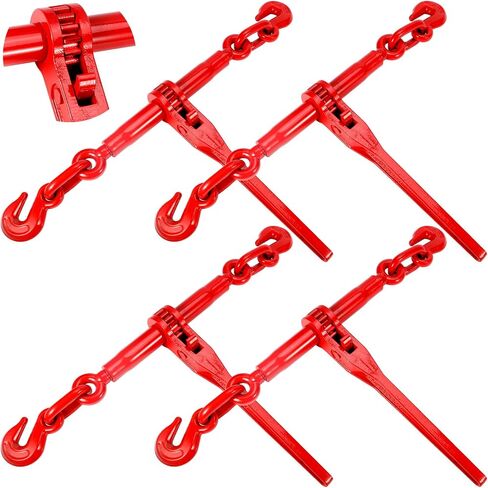 2 Pack Ratchet Chain Binder 3/8"-1/2" with G70 Hooks 9200 lbs WLL for Heavy Equipment, Farm, Construction, Industrial Hauling in Kuwait