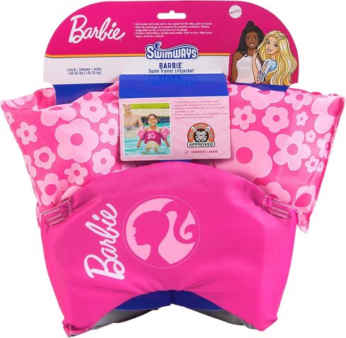 SwimWays Barbie Swim Trainer Life Jacket, US Coast Guard Approved Life Vest Kids Swim Vest, Pool Floats & Life Jackets for Kids 33-55 lbs in Kuwait