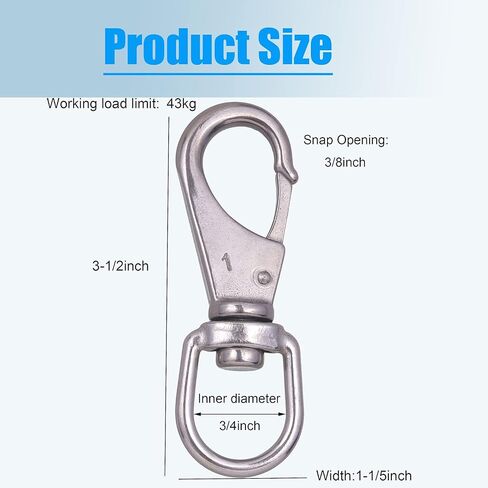 Stainless Steel Swivel Eye Snap Hook, 4 Pack (4 Inch) Swivel Snap Hook Flag Pole Clips, Rotating Diving Clips Spring Hooks for Flag Poles, Dog Leash, Key Chain, Boat Anchor Rope, Bird Feeder in Saudi Arabia