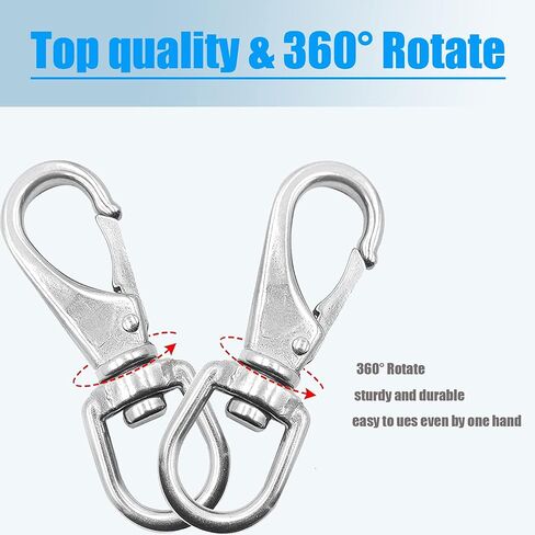 Stainless Steel Swivel Eye Snap Hook, 4 Pack (4 Inch) Swivel Snap Hook Flag Pole Clips, Rotating Diving Clips Spring Hooks for Flag Poles, Dog Leash, Key Chain, Boat Anchor Rope, Bird Feeder in Saudi Arabia