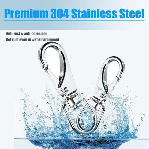 Stainless Steel Swivel Eye Snap Hook, 4 Pack (4 Inch) Swivel Snap Hook Flag Pole Clips, Rotating Diving Clips Spring Hooks for Flag Poles, Dog Leash, Key Chain, Boat Anchor Rope, Bird Feeder in Saudi Arabia