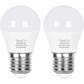 لمبة LED Vgogfly 3 وات 25 وات مكافئة لمبات الإضاءة الليلية مصباح طاولة أبيض دافئ 2700K LED موفر للطاقة E26 قاعدة لولبية متوسطة للضوء المنزلي 4 عبوات