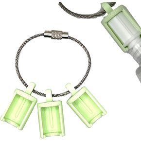 FlushCap Buddy 3-Pack Cap Holder for Syringe Medical Caps – Compact Clip with Keyring & Cable Attachment (Glowing Green)