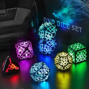 شحن لاسلكي لنرد LED، نرد DND النرد بمقاييس التنين القابلة لإعادة الشحن، نرد ZHOORQI RGB المضيء، ونرد الزنزانات والتنينات للعب الأدوار (نرد بيض التنين)