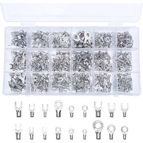 280PCS Non-Insulated Ring & Fork Terminals Kit,#8#10 1/4" 5/16" Stud Size Tin-Plated Copper Ring Fork Terminal,Uninsulated AWG 22-10 Electric Wire Crimp Ring & Fork Connector in Kuwait