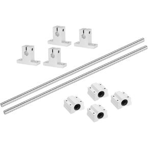 uxcell 2 قطعة 8 مم × 150 مم دليل منزلق عمود الحركة الخطية مع 4 قطع محامل SCS8UU و4 قطع SK8 دعم السكك الحديدية مجموعة دليل عمود الحركة الخطية للطابعة ثلاثية الأبعاد لآلة CNC، فضي in Kuwait