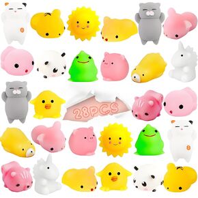 28 قطعة من ألعاب Mochi Squishies الصغيرة لتخفيف التوتر، ألعاب حيوانات إسفنجية لطيفة للأطفال هدايا حفلات عيد الميلاد، حشوات سلة عيد الفصح، حشو بيض عيد الفصح