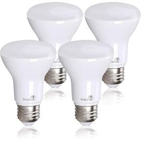 Bioluz LED 4 Pack BR20 LED Bulb 2700K Bright Warm White 6W = 50 Watt Replacement 90 CRI 540 Lumen Indoor/Outdoor UL Listed CEC Title 20 Compliant (Pack of 4)