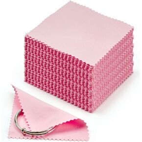 Bcowos 120pcs Jewelry Cleaning Cloth Pink - Individually Wrapped Jewelry Polishing Cloth - Silver Polishing Cloth for Jewelry, Gold, Sterling Silver, Platinum, Watch (3.15" x 3.15")