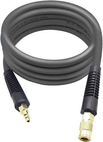YOTOO Hybrid Lead-in Air Hose 3/8-Inch by 6-Feet 300 PSI Heavy Duty, Lightweight, Kink Resistant, All-Weather Flexibility with Bend Restrictors, 1/4-Inch Industrial Quick Coupler and Plug, Gray in Saudi Arabia