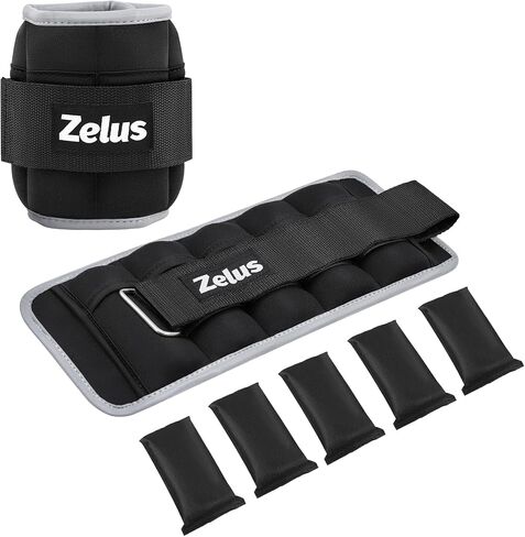 ZELUS 1 Pair Adjustable Ankle Weights, 2 4 6 8 10 lb Modularized Leg Weight Straps for Women Men, Weighted Ankle Weight Set with Removable Sandbags, 1-5 lb per Ankle Strap for Gym Yoga Jogging Walking in Kuwait