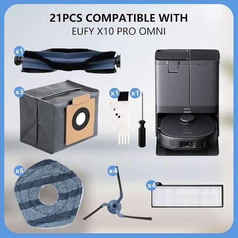 5 عبوات من أكياس الغبار للمكنسة الكهربائية الروبوتية Eufy X10 Pro، مثل الأصلية، تضيف مواد إزالة الروائح الكريهة، مضادة للروائح، ليس من السهل كسرها، سعة كبيرة، متينة، تدوم طويلاً in Kuwait