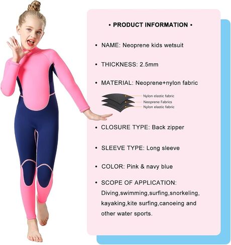 Kids Full Wetsuit Toddler Boys Girls and Youth 2.5mm 3mm Neoprene Child Wet Suit Back Zipper Thermal Swimsuits for Diving Surfing Swimming Water Sprot in Kuwait