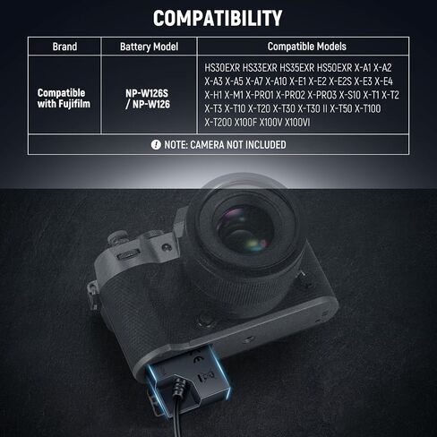 بطارية الدمية NEEWER D Tap to NP-W235 مع كابل لبطارية التركيب على شكل V، مصدر طاقة مستمر ثابت لـ Fujifilm GFX100 II GFX100S GFX50S II X-H2S X-H2 X-T5 X-T4 X-S20، VP-NPW235 in Kuwait