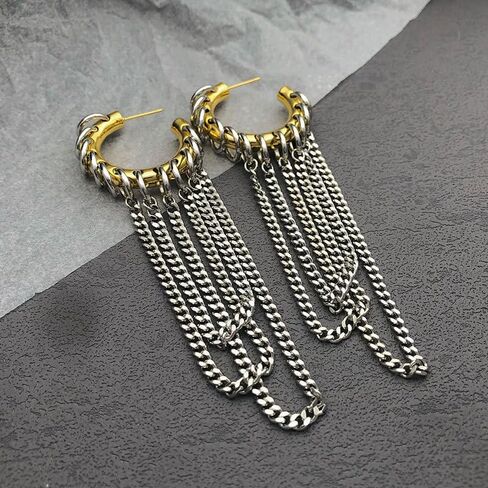 Chunky Gold Hoop Earrings Statement 18K Gold Plated C Hoop Earrings Stainless Steel Thick Hypoallergenic Hoops Earrings for Women Girls in Saudi Arabia