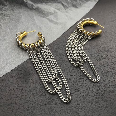 Chunky Gold Hoop Earrings Statement 18K Gold Plated C Hoop Earrings Stainless Steel Thick Hypoallergenic Hoops Earrings for Women Girls in Saudi Arabia