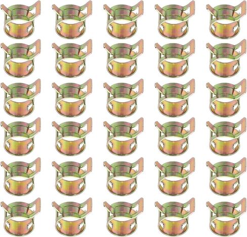 PATIKIL Spring Band Hose Pipe Clamps for 16-18.3 mm OD Hose, 30 Pack Silicone Vacuum Constant Tension Band Clips for Fuel Line Silicone Air Hose Tube Water Pipe, Gold in Saudi Arabia
