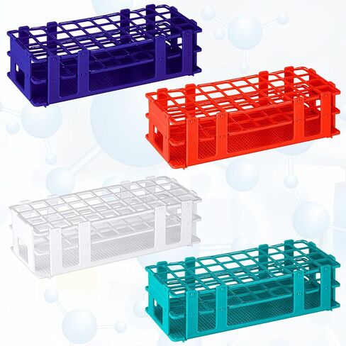 4 Pcs Plastic Test Tube Rack Test Tube Holder Rack Detachable Tube Holder for 16mm Test Tubes (60 Hole,Blue,Red,White,Green) in Saudi Arabia
