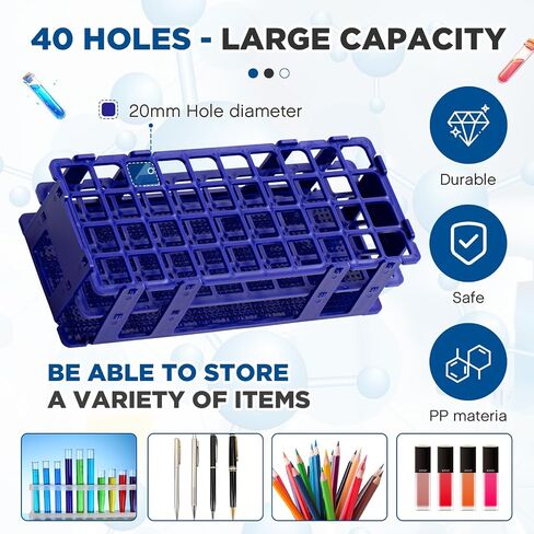 4 Pcs Plastic Test Tube Rack Test Tube Holder Rack Detachable Tube Holder for 16mm Test Tubes (60 Hole,Blue,Red,White,Green) in Saudi Arabia