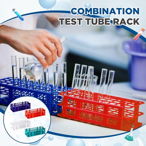 4 Pcs Plastic Test Tube Rack Test Tube Holder Rack Detachable Tube Holder for 16mm Test Tubes (60 Hole,Blue,Red,White,Green) in Saudi Arabia