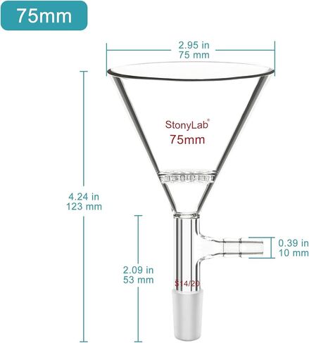 stonylab Borosilicate Glass Triangular Filtration Funnel, Vacuum Filtration, Efficient Filtering, 14/20 Joint, 60mm Diameter, Ideal for Laboratory Filtration Processes in Kuwait