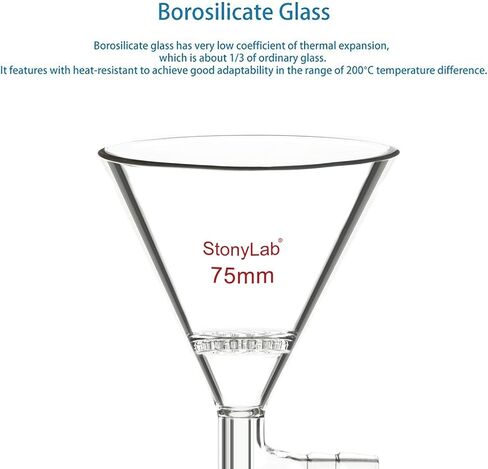 stonylab Borosilicate Glass Triangular Filtration Funnel, Vacuum Filtration, Efficient Filtering, 14/20 Joint, 60mm Diameter, Ideal for Laboratory Filtration Processes in Kuwait