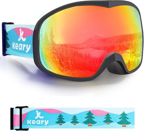نظارات تزلج للأطفال من Keary للأطفال من عمر 3 إلى 14 سنة على الجليد، نظارات ثلج للأطفال الصغار والأولاد والبنات، حماية 100% من الأشعة فوق البنفسجية ومضادة للضباب in Kuwait