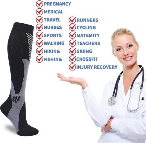 HYRIXDIRECT Compression Socks for Men Women 20-30 mmHg Compression Socks for Sports Support Socks in Kuwait