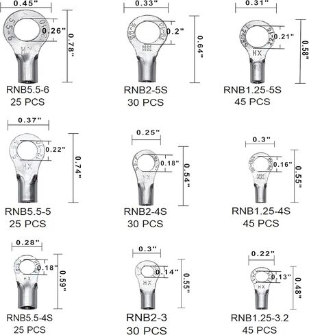 280PCS Non-Insulated Ring & Fork Terminals Kit,#8#10 1/4" 5/16" Stud Size Tin-Plated Copper Ring Fork Terminal,Uninsulated AWG 22-10 Electric Wire Crimp Ring & Fork Connector in Kuwait